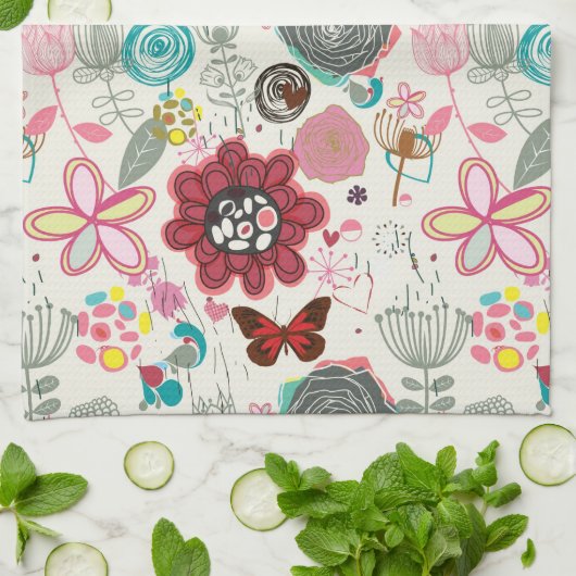 Floral patroon in retro-stijl 5 theedoek (Gevouwen)