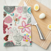 Floral patroon in retro-stijl 5 theedoek (Quarter Fold)