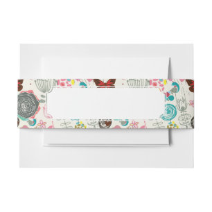Floral patroon in retro-stijl 5 uitnodigingen wikkel