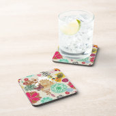 Floral patroon in retro-stijl bier onderzetter (Rechterzijde)