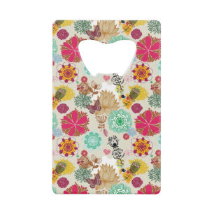 Floral patroon in retro-stijl kredietkaart flessenopener