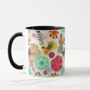 Floral patroon in retro-stijl mok