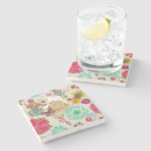 Floral patroon in retro-stijl stenen onderzetter (Zijkant)