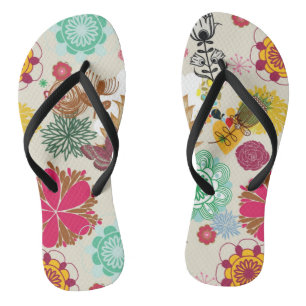 Floral patroon in retro-stijl teenslippers