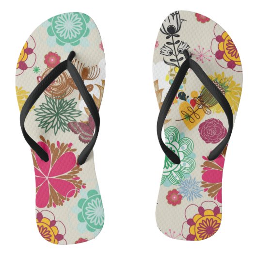Floral patroon in retro-stijl teenslippers (Voetbed)