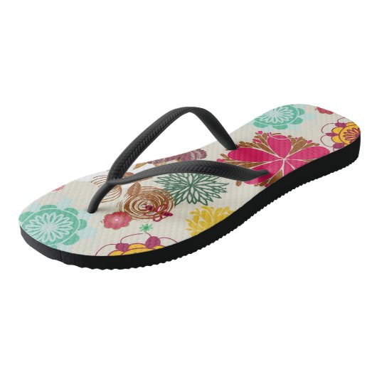 Floral patroon in retro-stijl teenslippers (Schuin)