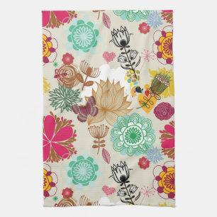 Floral patroon in retro-stijl theedoek