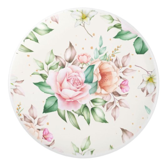 Floral patroon keramische knop (Voorkant)