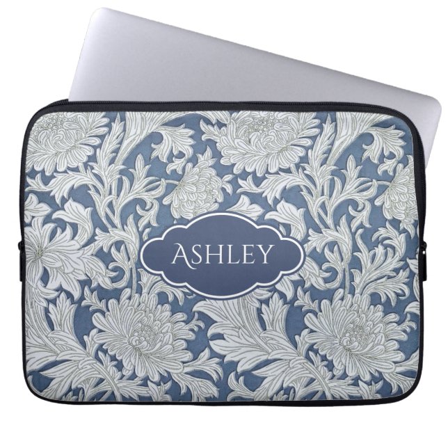  Floral Patroon met Aangepast Monogram Laptop Sleeve (Voorkant)