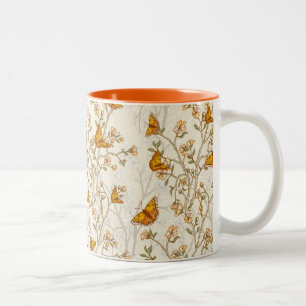 Floral  Patroon met Butterflies Tweekleurige Koffiemok