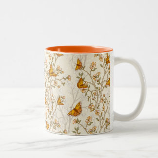 Floral Patroon met Butterflies Tweekleurige Koffiemok