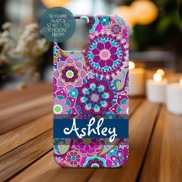 Floral Patroon met naam terugkeren iPhone 16 Hoesje