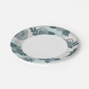 Floral patroon met roos papieren bordje