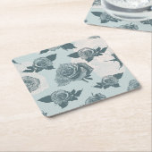 Floral patroon met roos vierkante kartonnen onderzetter (Schuin)