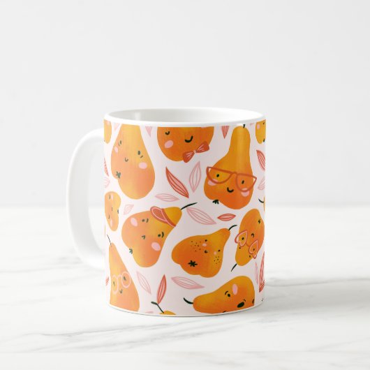 Floral patroon met witte orchideeën, geïsoleerd op koffiemok (Voorkant links)