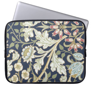  Floral Patroon op blauw Laptop Sleeve