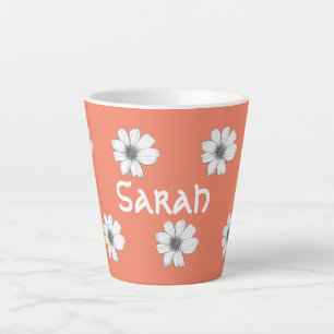 Floral patroon Oranje douanenaam Latte Mok