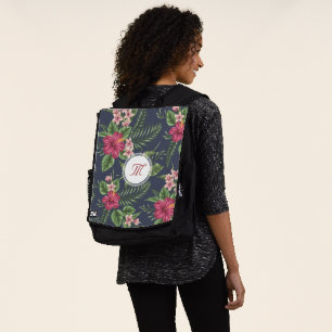 Floral patroon Red Hibiscus Monogram rugzak Rugtassen
