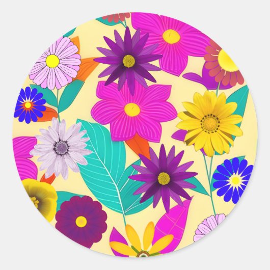 Floral patroon ronde sticker (Voorkant)