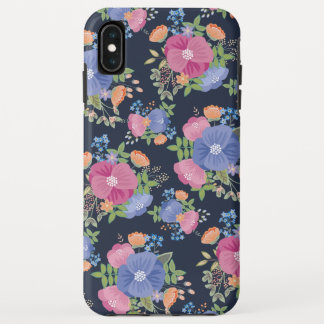  Floral Patroon - Roze Paars Donkerblauw iPhone XS Max Hoesje