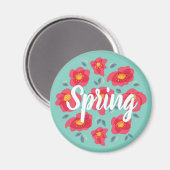 Floral Patroon roze petals Aangepaste tekst Magneet (Voorkant / Achterkant)