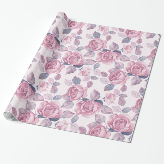 Floral patroon.  rozen cadeaupapier (Uitgerold)