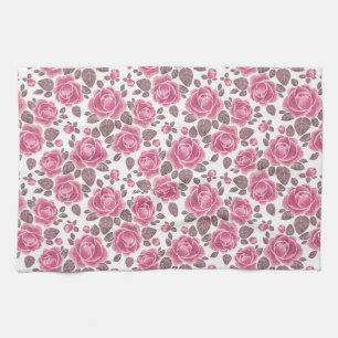 Floral patroon. rozen van de waterverf /52 theedoek