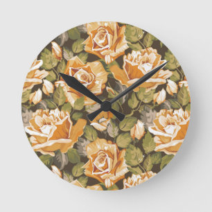  Floral patroon van gele rozen Ronde Klok