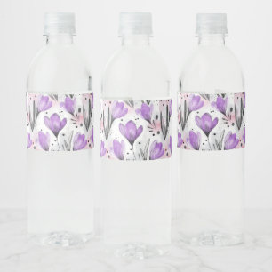 Floral patroon waterfles etiket