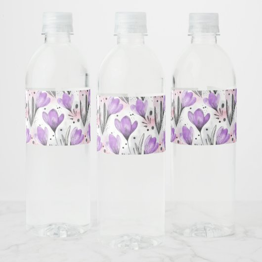 Floral patroon waterfles etiket (Flessen)