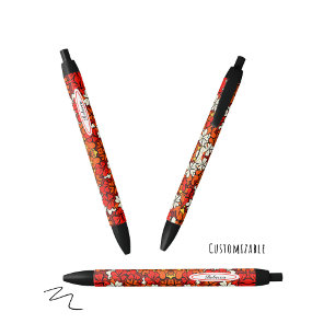 Floral patroon zwarte inkt pen