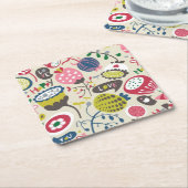 Floral Pattern 12 Vierkante Kartonnen Onderzetter (Schuin)