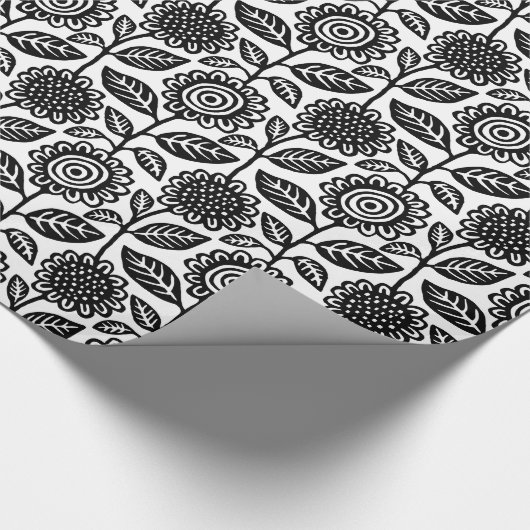 Floral Pattern 280313 - Black on White Cadeaupapier (Hoek)