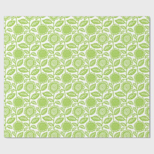 Floral Pattern 280313 - Martian Green over White Cadeaupapier (Vlak)