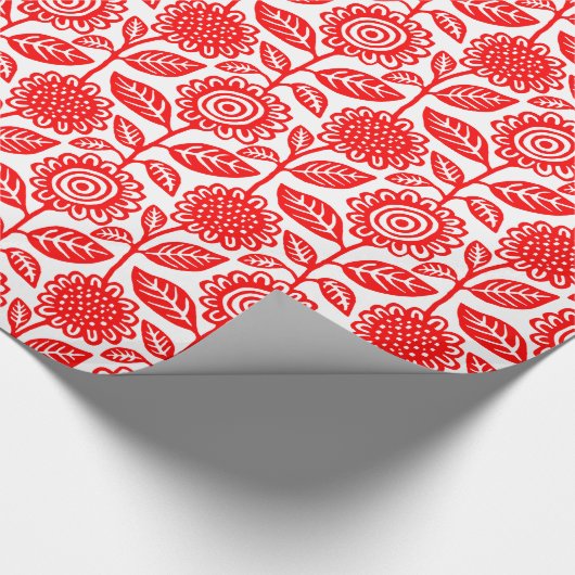 Floral Pattern 280313 - Red on White Cadeaupapier (Hoek)