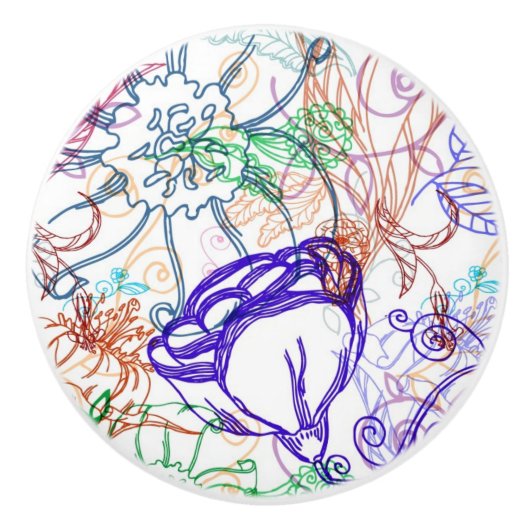 Floral Pattern 5 Keramische Knop (Voorkant)