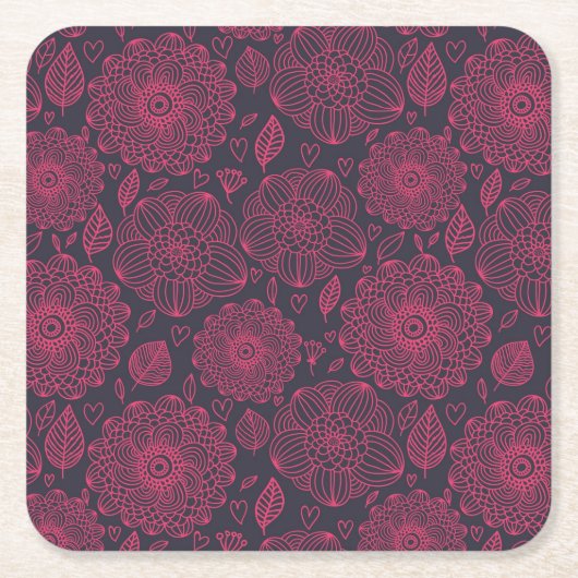 Floral Pattern 5 Vierkante Kartonnen Onderzetter (Voorkant)