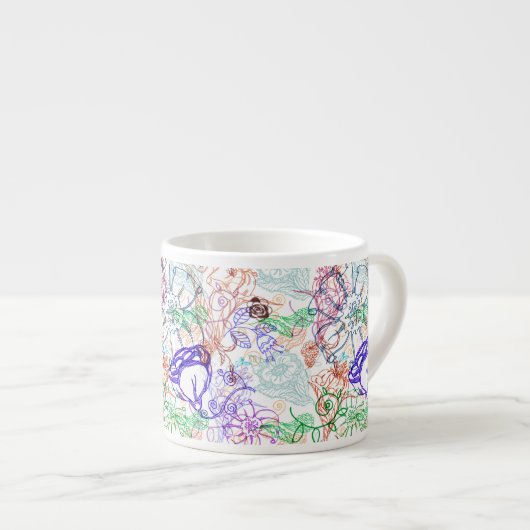 Floral Pattern 8 Espresso Kop (Voorkant rechts)