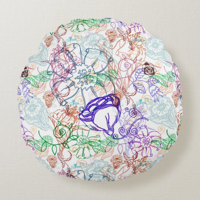 Floral Pattern 8 Rond Kussen (Voorkant)