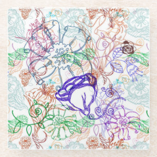 Floral Pattern 9 Glazen Onderzetter