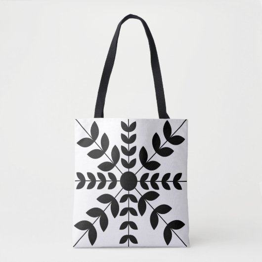 Floral Pattern abstract Black and White Mandala Draagtas (Voorkant)