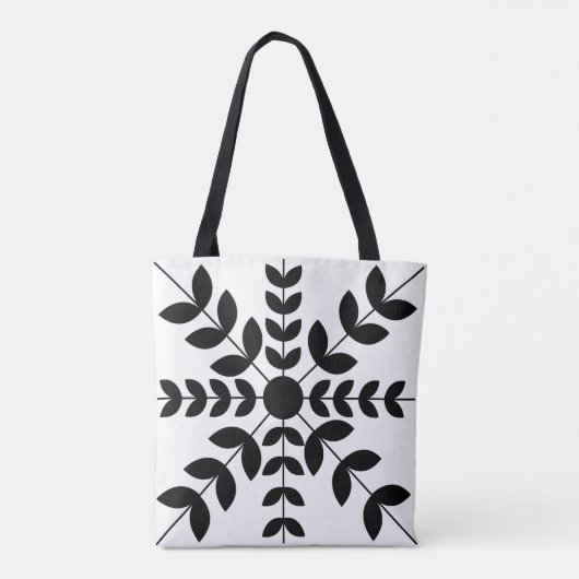 Floral Pattern abstract Black and White Mandala Draagtas (Achterkant)