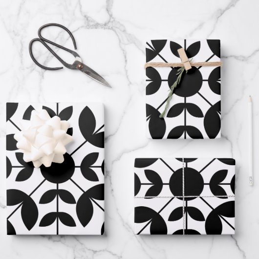 Floral Pattern abstract Black and White Mandala Inpakpapier Vel (Voorkant)