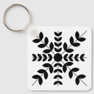 Floral Pattern abstract Black and White Mandala Sleutelhanger