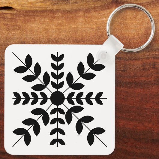 Floral Pattern abstract Black and White Mandala Sleutelhanger (Achterkant)