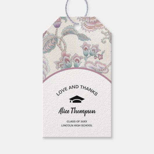 Floral Pattern Afstuderen dank u Cadeaulabel (Voorkant)