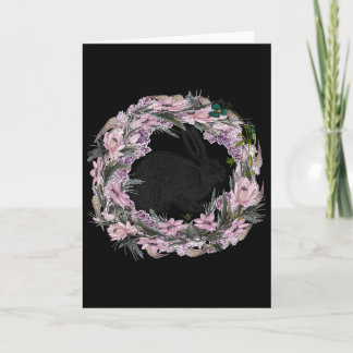 Floral Pattern And Bunny Rabbit  Kaart