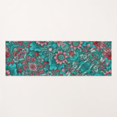Floral Pattern, Aqua, Teal, Turquoise and Gray Yogamat (Voorkant (horizontaal))