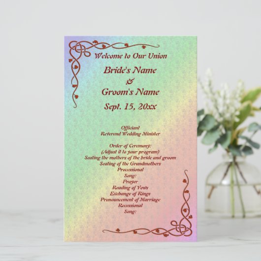 Floral Pattern Arc-en-ciel Programme de mariage d' (Debout devant)
