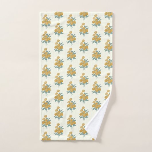  Floral Pattern Autumn Mustard Yellow Bad Handdoek (Handdoek)